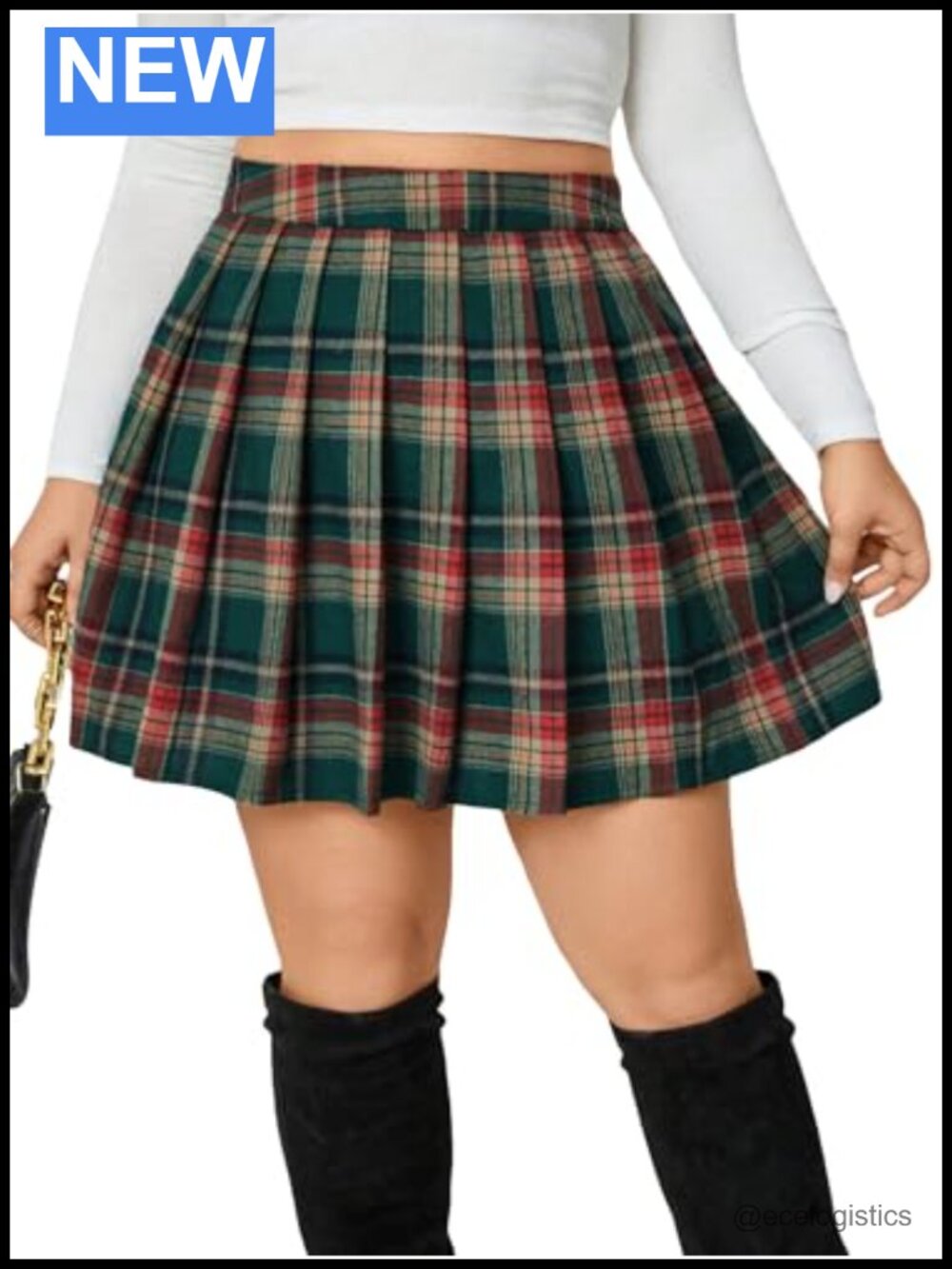 Floerns Women Plus Size Plaid Mini Skirt Preppy Cute Pleated Skater Skirts